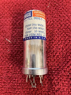 PCL-3606.5 SPRAGUE CAPACITOR PRINT-LOK@LYTIC 125-5-100MF 350-150-10WVDC NOS