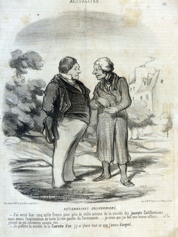 HonorÃ Daumier Lithographie 1850 Charivari Actionnaires Californiens California
