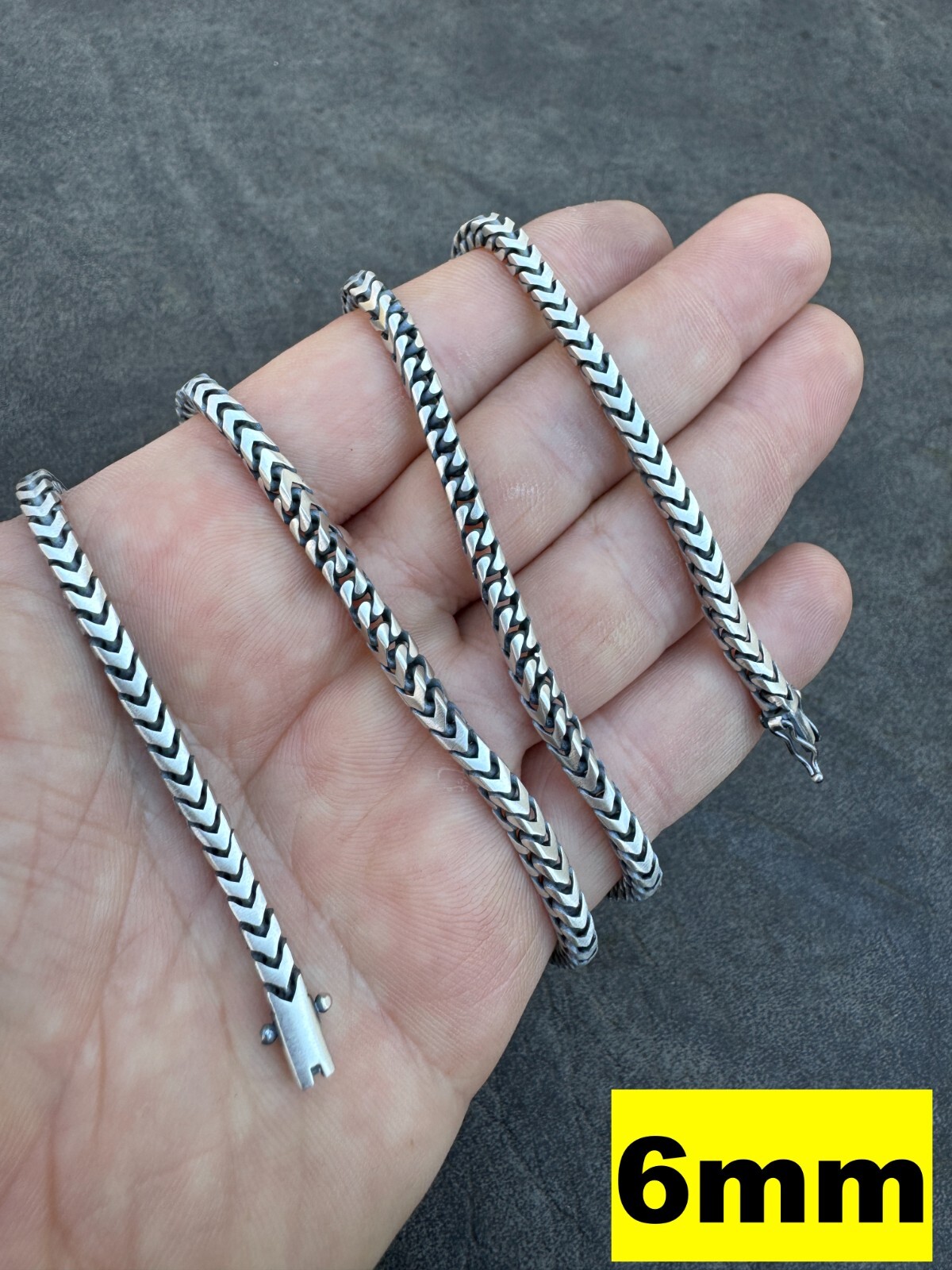 Pre-owned Silver Big 4-10mm Franco Chain Necklace Or Bracelet Oxidized Real 925  Box Clasp