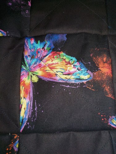 Handmade/reversable butterflies/purple Rag Quilt /Security Blanket/ lap throw