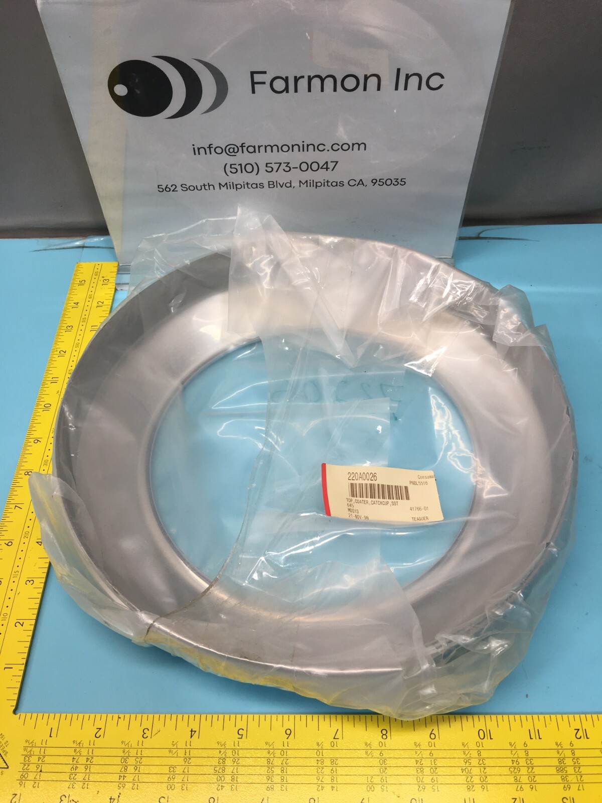 ASML 41766-01 TOP, COATER, CATCH CUP, SST, 220A0026, 73205, 153757