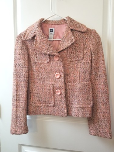Vintage 90s Gap Womens Pink 3 Button 4 Pocket Tweed Jacket