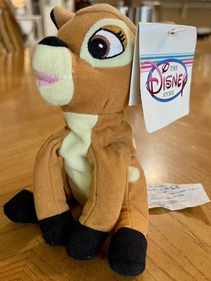 Vintage The Disney Store Mini Bambi Deer 8'' Plush Bean Bag Plush Toy NWT N6