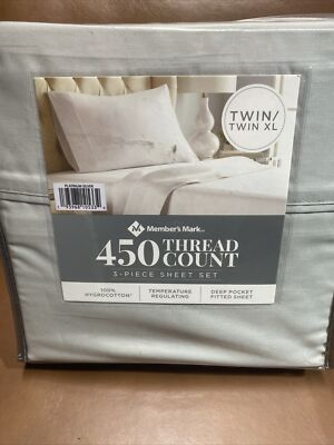 Member's Mark 450-Thread Count Sheet Set Platinum Silver  Twin/Twin XL