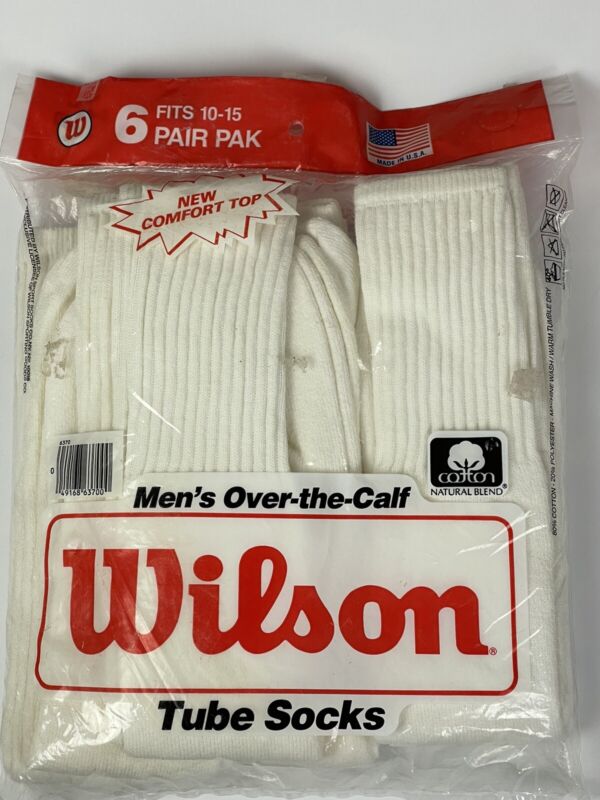 Vintage Wilson Mens Over The Calf Tube  Socks White Socks Pack Of Six Made USA