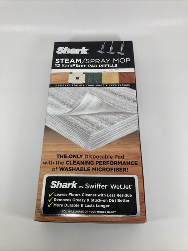 New Box of 12 Genuine Shark SaniFiber Pad Refills for Steam 