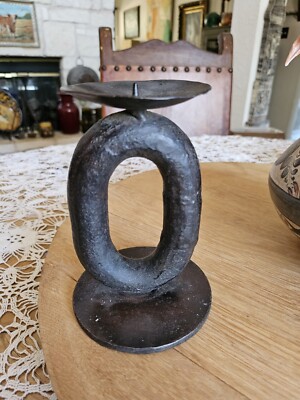 Vintage Iron Chain Link Candle HolderMinimalist Brutalist Gothic Castle Style 