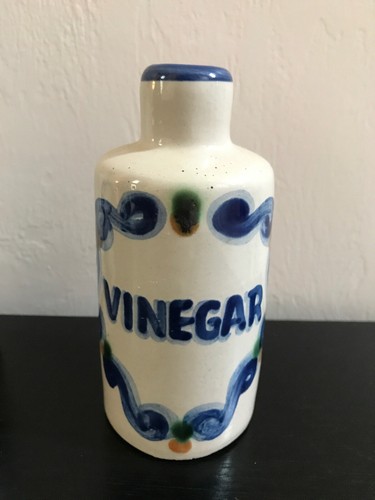 M.A. Hadley COUNTRY SCENE BLUE Oil & Vinegar Bottle Set *AS-IS*