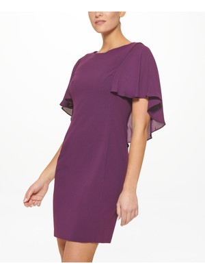 

DKNY Женское фиолетовое платье-футляр с накидкой без подкладки и развевающимися рукавами, Фиолетовый