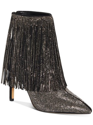 

INC Женские черные ботильоны Ismeria с острым носком и бахромой со стразами, размер 5 м, Черный, 10008230800