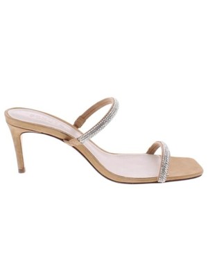

Женские кожаные сандалии SCHUTZ Honey Beige Taleen Crystal Stiletto без шнуровки, Бежевый, S2073100360002