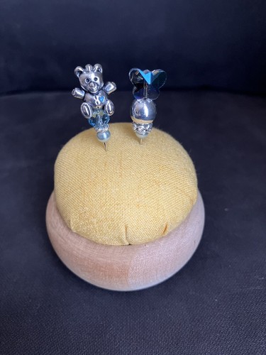 Set Of 2 Counting Pins •Frosty Teddy Bear And Butterfly•