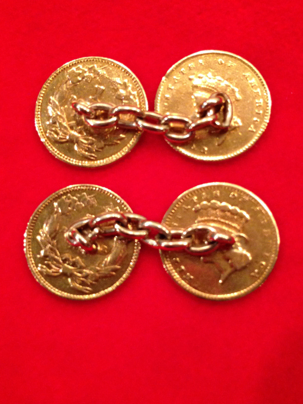 22k Gold US One-Dollar Coin cuff links (1854 &1858; 1856 & ????)