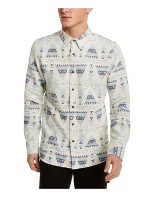 

Sun + Stone Мужская бежевая классическая хлопковая классическая рубашка с воротником и узором, Бежевый, 100084664MN