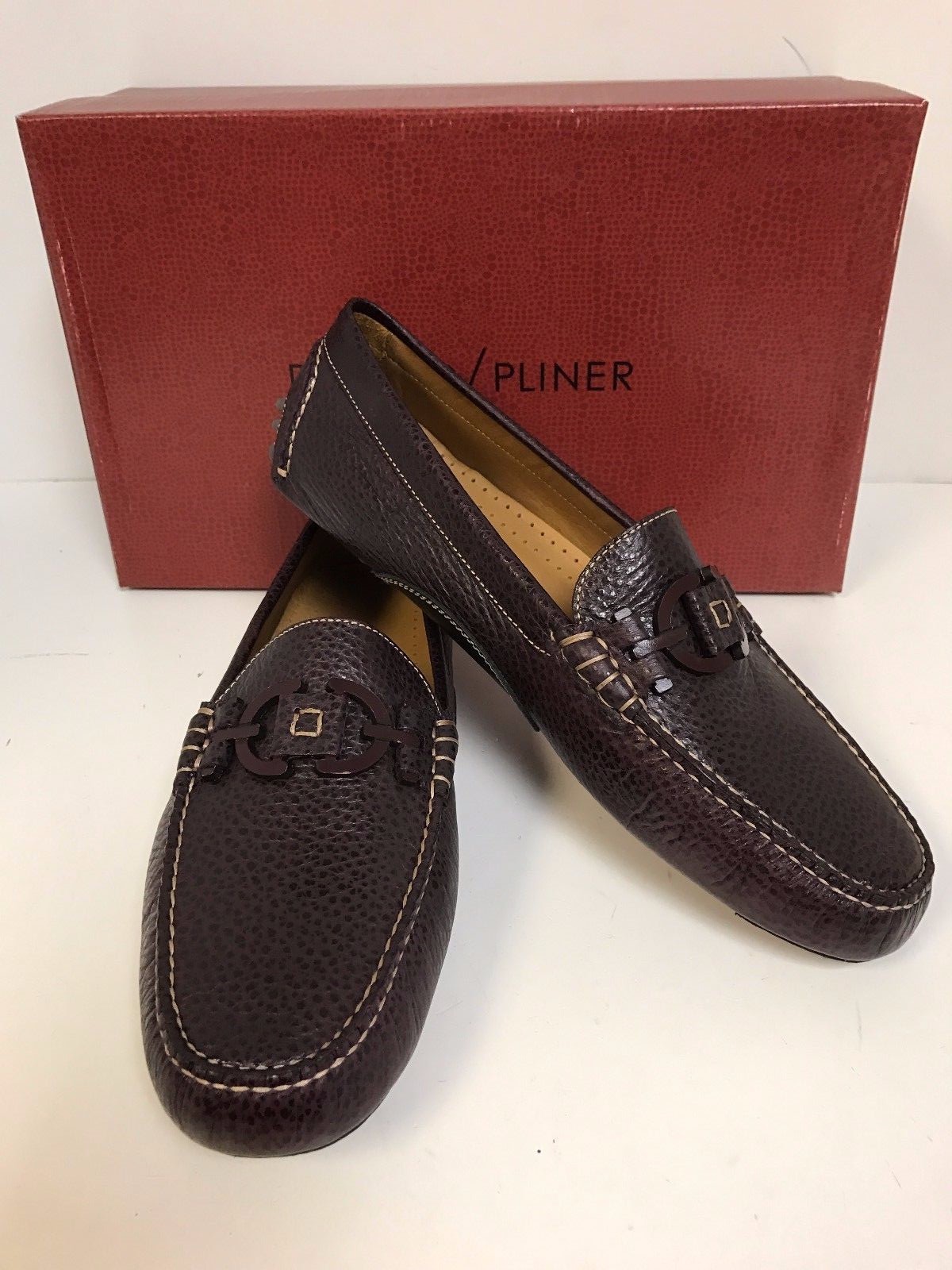 Donald J Pliner Riel2-Tc Burgundy Tumbled Calf Leather Driving Loafer