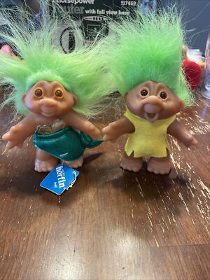Vintage Dam 1986 Troll Doll Green Hair Lot Of 2 Mermaid Norfin