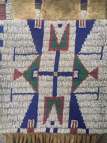 Antique 1880's Plains Indian Arapaho Beaded Pipe Bag Sinew Sewn