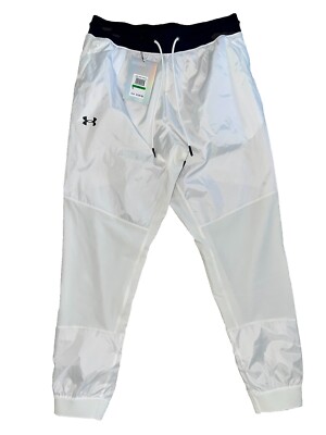 UNDER ARMOUR UA BRADY CURRY NEW RUSH RECOVERY TRACK PANTS $120 WHITE SIZE LARGE