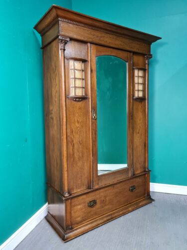 Buy An Antique Oak Arts And Craft Art Nouveau Wardrobe ~Delivery Available~