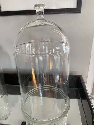 Outstanding Early 1800 s  Antique Glass Bell Jar 18  x 10  W/ Flange Bottom