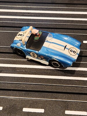Vintage Tyco Pro HO Scale Slot Car White & Light Blue 427 AC Cobra #8 Nice Runs 