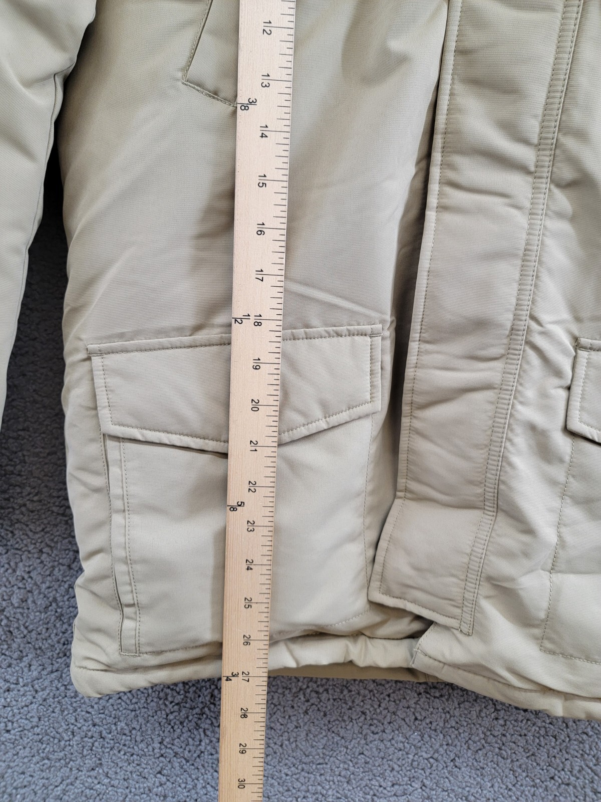 Polo Ralph Lauren Artificial-fur-Trim Down Parka Jacket Boys XL 18-20 Khaki Snap - Picture 8 of 18