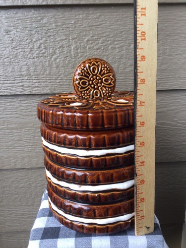 Vintage Cookie Jar Oreo Sandwich Cookie Stack Ceramic Made