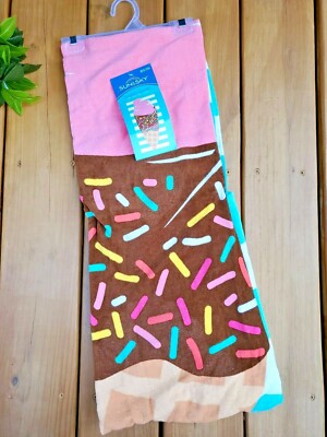 Sun and Sky Plush Pool Beach Towel 28  x 58  100% Cotton Ice cream Cone 