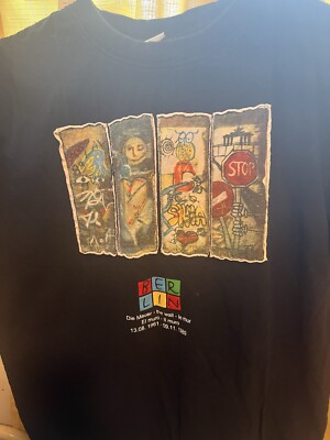 Berlin Graffiti Of Berlin Wall T-Shirt Size L Die Mauer RARE !