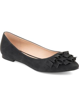 

JOURNEE COLLECTION Женские черные балетки без шнуровки Judy с острым носком и рюшами, Черный, JUDY-FLAT