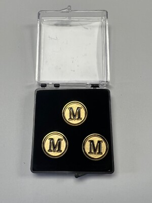 Brass letter  M  Monogram Golf Ball Markers - Set of  (3)