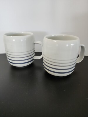 Vtg 80's Coffee Mugs Cups (2)Modern New Wave Stripe The Tuscany Collection Japan