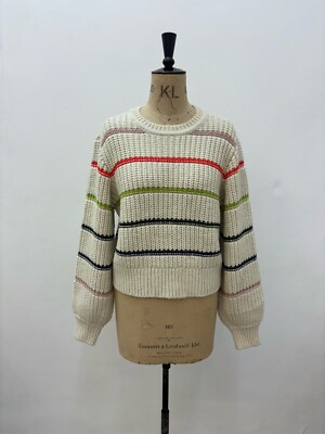VERO MODA KNITTED WOMEN'S JUMPER IVORY MULTI STRIPE, UK SIZE EXTRA SMALL.BNWT.