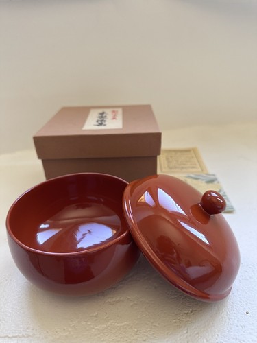 Japanese urushi 漆plate Lacquerware With Lid Unique New Red H5” X