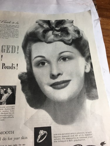 1942 Ponds Cold Cream Audrey Druhmel Photo Vintage Print Ad Retro Bath Decor C1