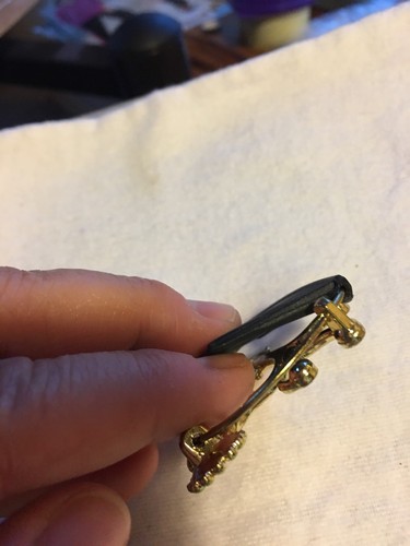 Vintage Hair Comb Laurel Leaf Enamel Flowers Yellow Orange Green Daisy Gold Tone