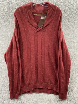 NEW Perry Ellis Adult 2XL Cowl Neck Sweater Dark Rosewood Heather Men's Casual