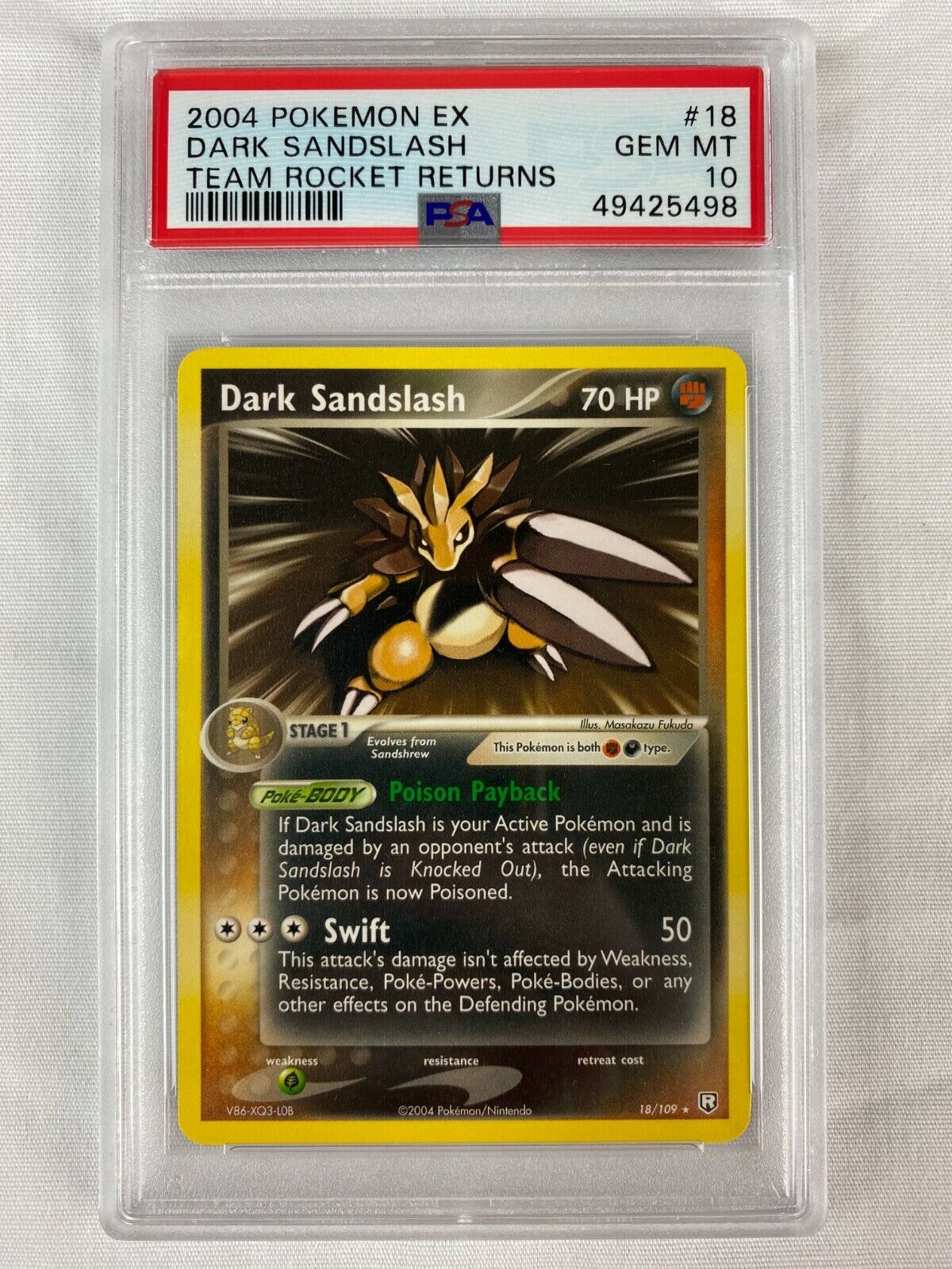 PSA 10 Gem Mint Dark Sandslash 2004 EX Team Rocket Returns PSA 10 Gem Mint Dark Sandslash 2004 EX Team Rocket Returns