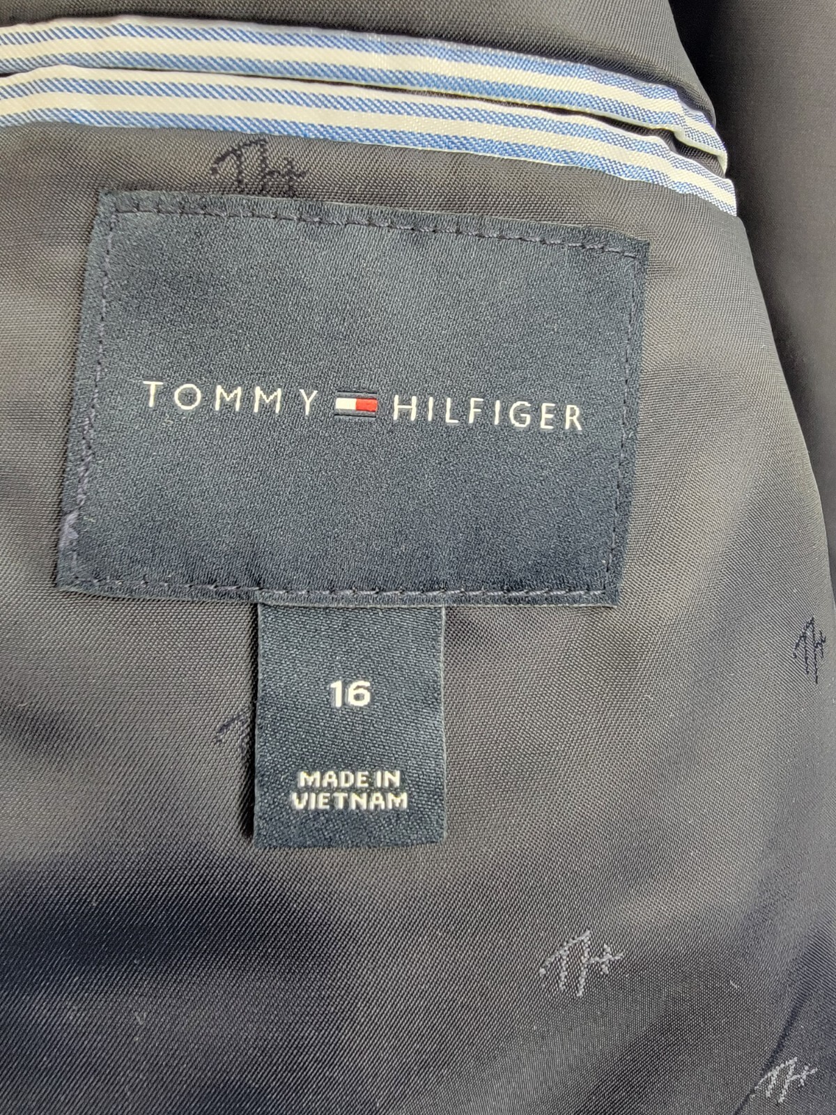 Tommy Hilfiger Stretch Deco Plaid Sport Coat Big Boys 16 Blue Flap Pockets L/S - Picture 12 of 19