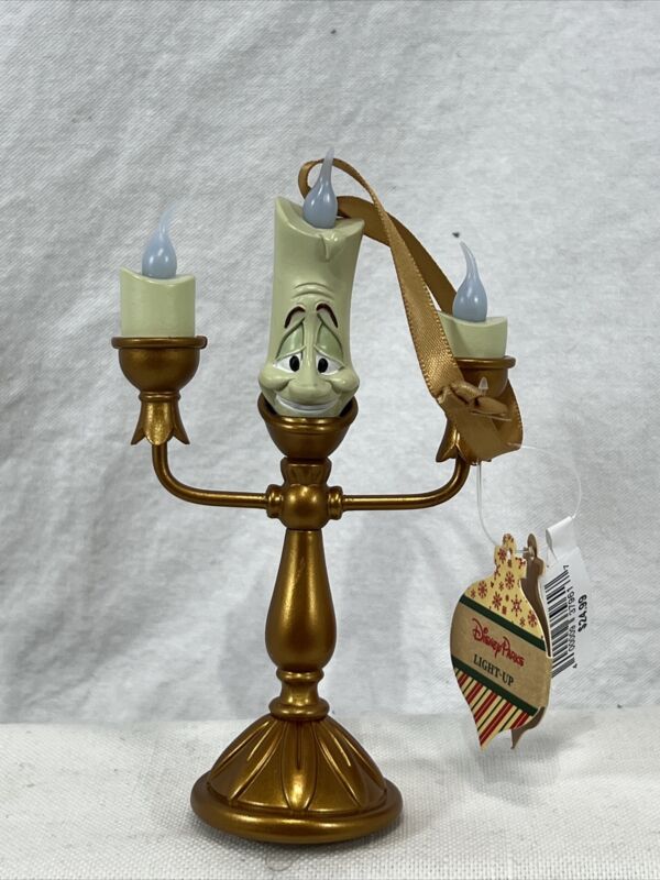 Disney Parks Beauty and The Beast Lumiere Candlestick Christmas Ornament New