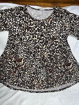 Lularoe Perfect T Tunic Large 16/20 Brown Tan Animal Print Shirt Cheetah New L