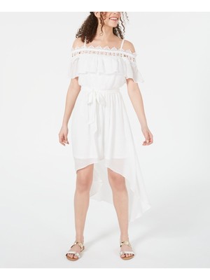 

BCX Womens White Short Sleeve Square Neck Midi Hi-Lo Dress Juniors Размер, Белый