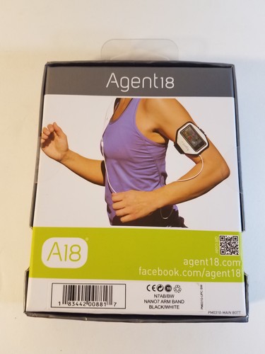 Agent 18 iPod Nano Armband Black/White 7th Generation NEW IN BOX