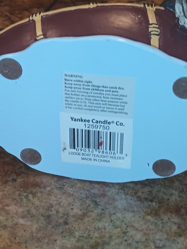 Yankee Candle Bears Boat Tealight Holder Fishing Camping Cabin Lodge Father Son