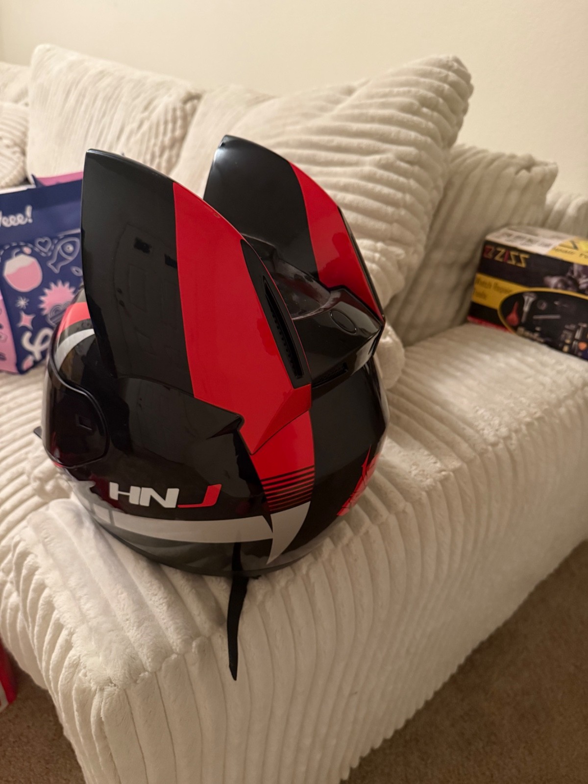 J*r様 CHANNEL H チャンネルエイチ h.naoto 猫耳帽子 レア hnj motorcycle helmet cat ears in red - read description | eBay