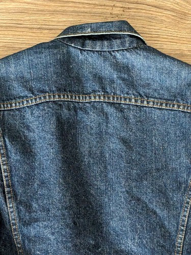 VTG Levis Medium Wash Blanket Lined Troy Mills Denim Made USA Trucker Jacket 36