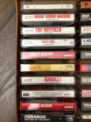 Vintage Cassette Carry Case Music Storage Holder + 30 Misc Cassette Tapes