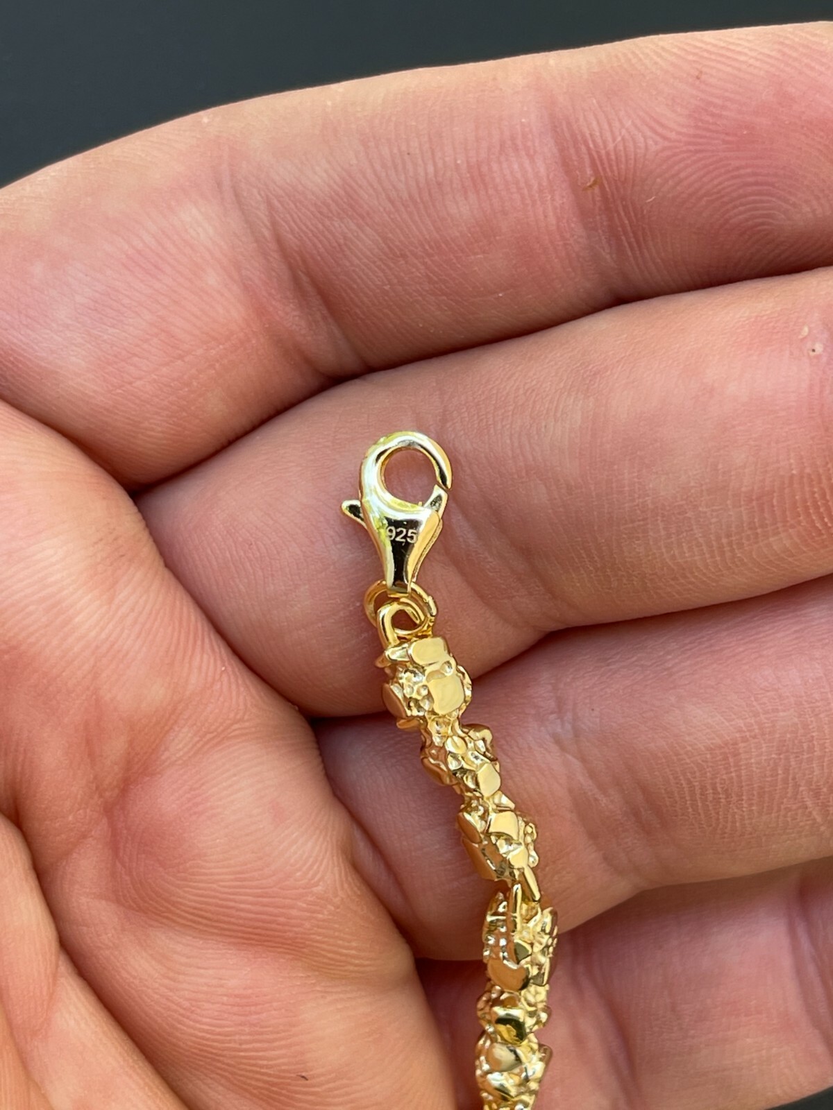 Pre-owned Silver 14k Gold Plated Solid 925 Sterling  Nugget Link Chain Necklace 5mm 18-30"