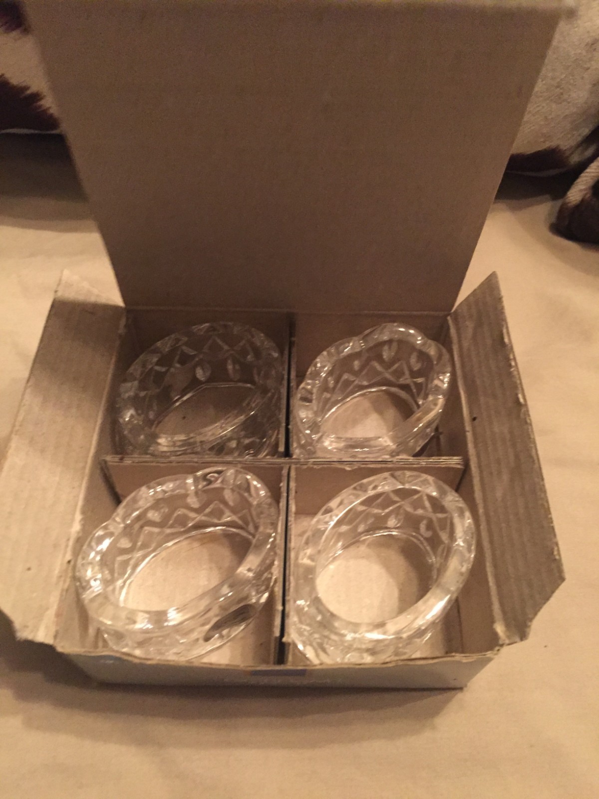 Gorham King Edwards Full Lead Crystal Napkin Rings (Set of 4)
