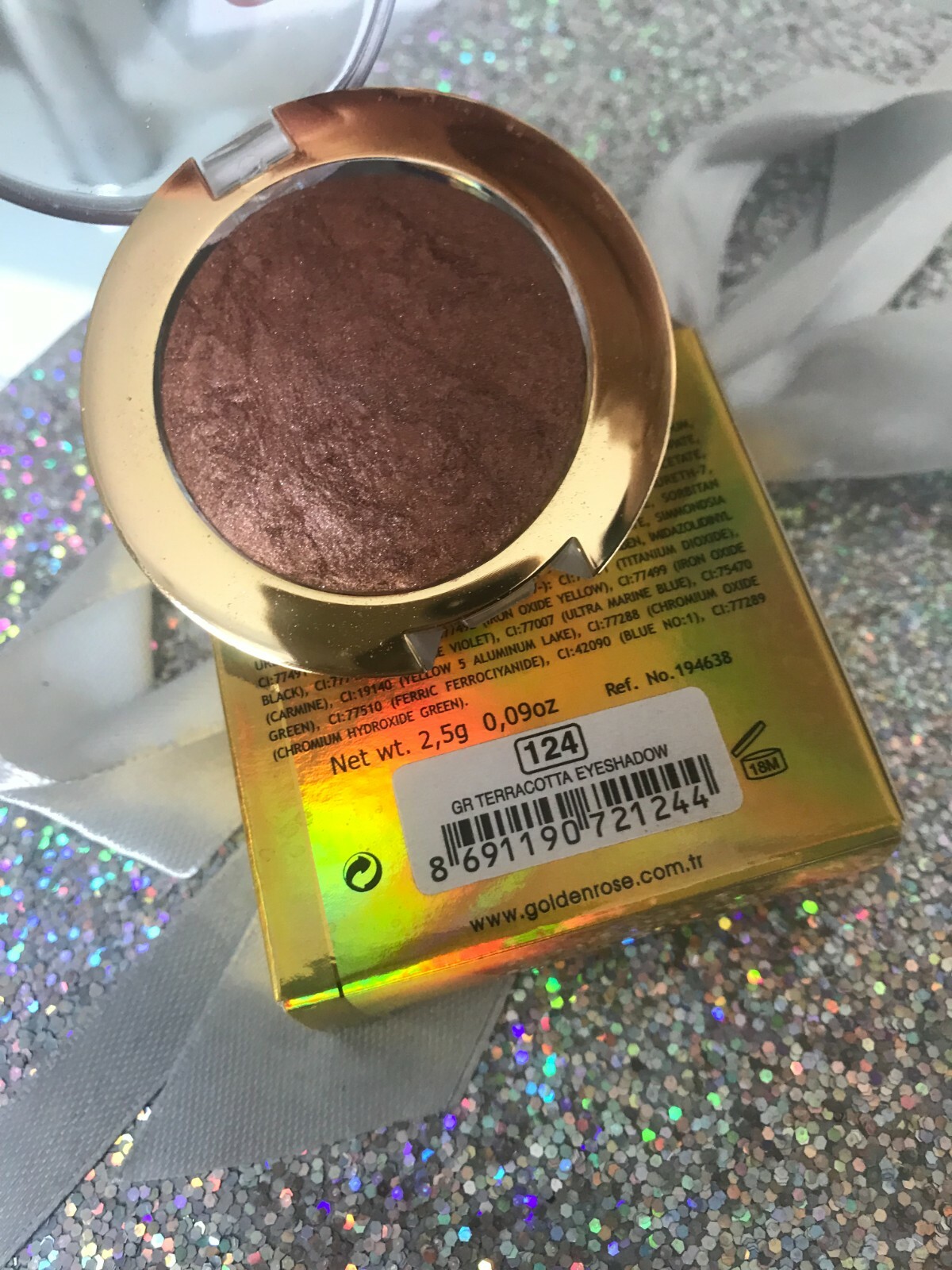 Fard à Paupières GOLDEN ROSE N°124 Brun Scintillant - 3GR - Hypoallergénique Avec Vitamines - Neuf En Boîte